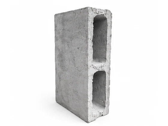 Bloco de concreto com fundo, disposto na vertical