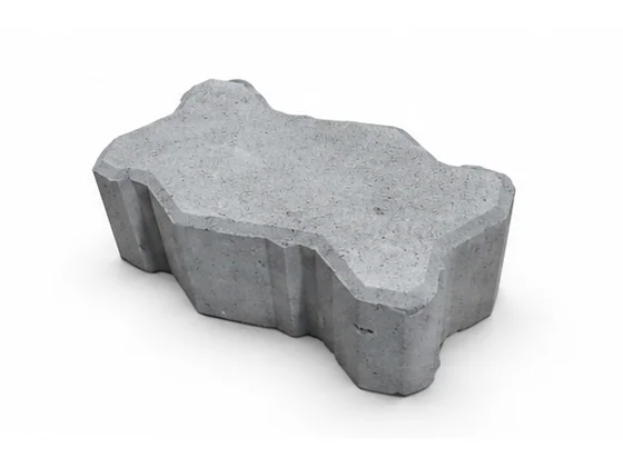 Paver de concreto cinza com formato de 16 faces